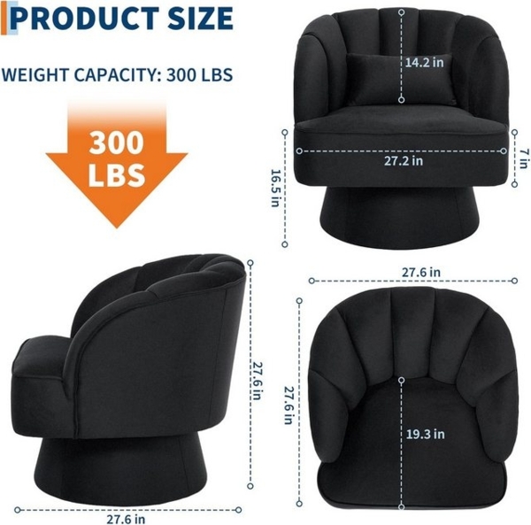 GarveeMore Sessel Sessel mit 360 Grad drehbare Kuscheltonnen-Akzentsofasessel, Samtbezug,Armlehnensessel,Polstersessel,Akzentstul Bild 4