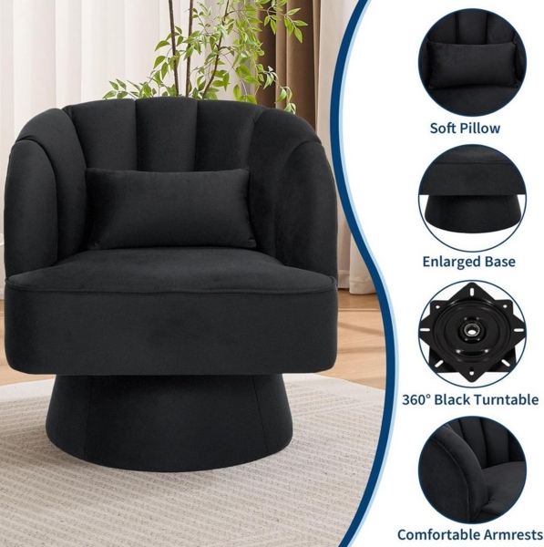 GarveeMore Sessel Sessel mit 360 Grad drehbare Kuscheltonnen-Akzentsofasessel, Samtbezug,Armlehnensessel,Polstersessel,Akzentstul Bild 3