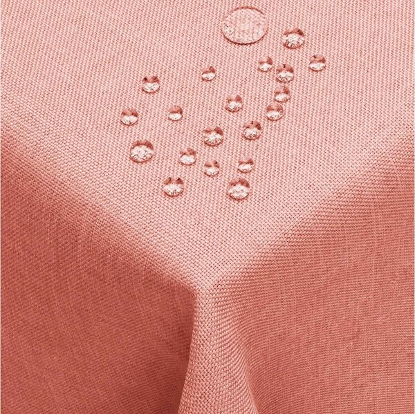 DecoHomeTextil Leinen Optik Tischdecke, Rechteckig 110x140 cm Altrosa, wasserabweisend, fleckenabweisend, abwaschbar, Lotuseffekt, bügelfrei