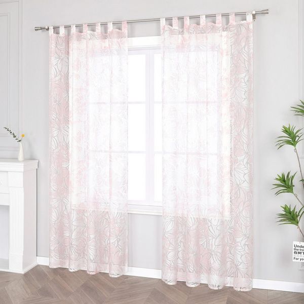 Joyswahl Gardine (1 St), Schlaufen, transparent, Volie Ausbrenner, Voile Ausbrenne Gardinenschals mit Floral Muster Wohnzimmer