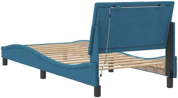 vidaXL Bettgestell mit LED ohne Matratze "Hanko" Blau 90x190 cm Samt 3213755 Bild 8