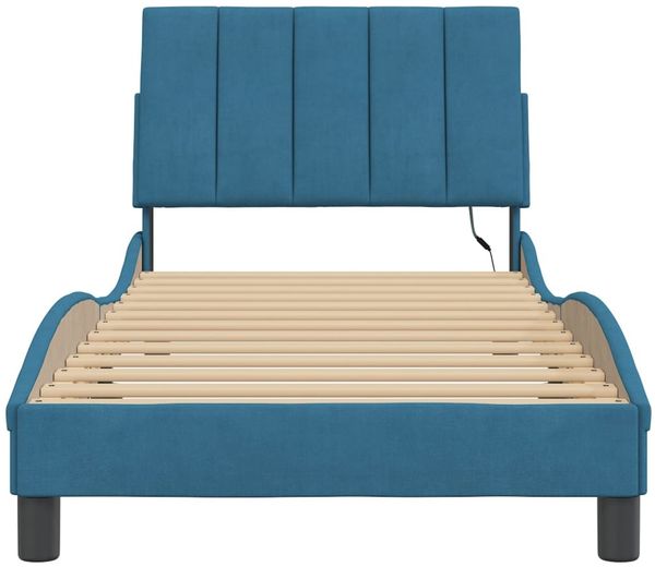 vidaXL Bettgestell mit LED ohne Matratze "Hanko" Blau 90x190 cm Samt 3213755 Bild 6