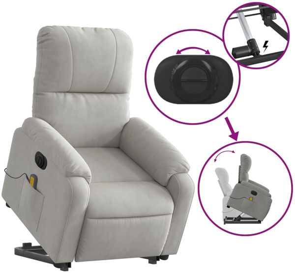 vidaXL Massagesessel Aufstehhilfe Elektrisch Hellgrau Mikrofasergewebe 3204951 Bild 10