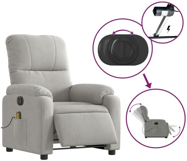 vidaXL Massagesessel Aufstehhilfe Elektrisch Hellgrau Mikrofasergewebe 3204951 Bild 5