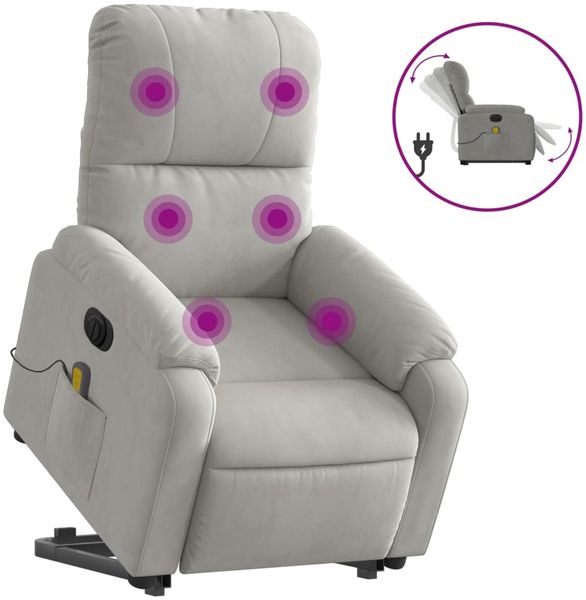 vidaXL Massagesessel Aufstehhilfe Elektrisch Hellgrau Mikrofasergewebe 3204951 Bild 2