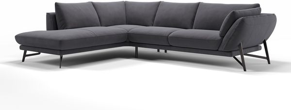 Sofanella Ecksofa ESTELLA Eckcouch Wohnlandschaft Stoffcouch in Dunkelgrau