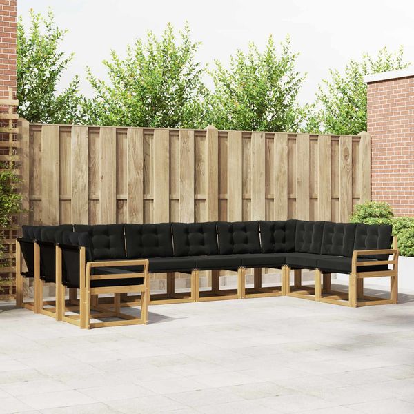 vidaXL Outdoor-Sofagarnitur mit Kissen 10 pcs Weiß und Schwarz 3389910