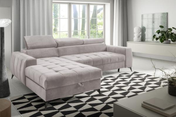 Ecksofa Schlafsofa Sofa AGNESA XS Stoff Salvador Hellbeige Ottomane Links