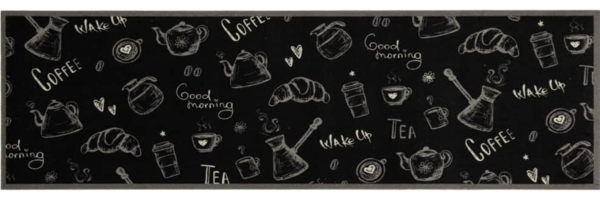 vidaXL Küchenteppich Waschbar Morning Schwarz 45x150 cm Samt 4005584