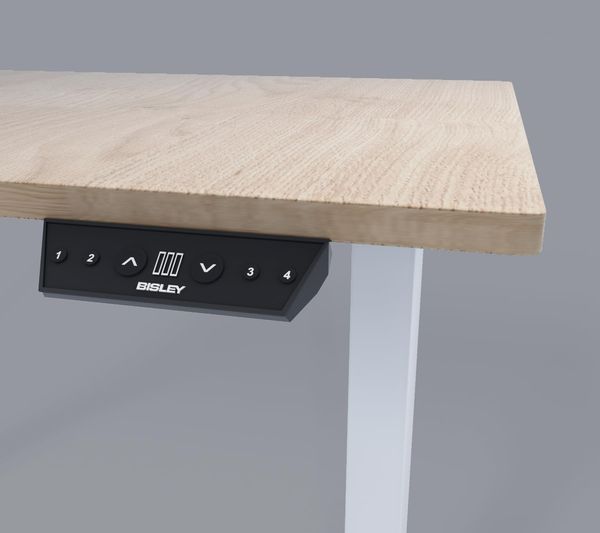 Bisley Home Tisch, Metall, Gestell 333 weiß Platte 018 Kendal Eiche, Medium