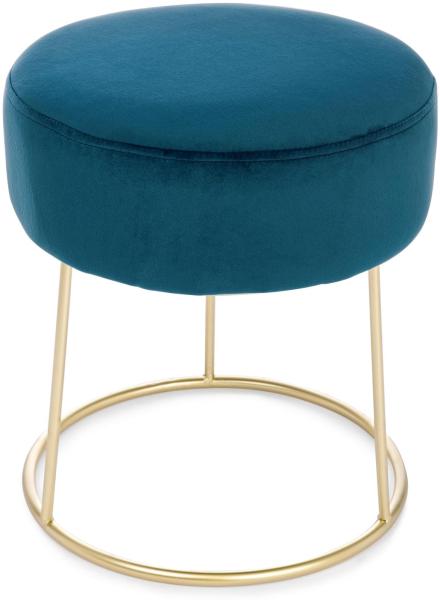 Hocker Clarissa in Samt-Optik, Blau, 35x35x40 cm