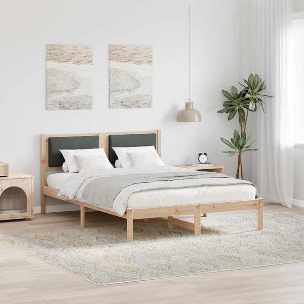 vidaXL Bettrahmen Dunkelgrau 135 x 190 cm Massives Kiefernholz 878130