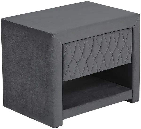 Vente-unique - DANIELE Bedside table SamtStoff Grau - B 35 cm x H 41 cm x L 50 cm