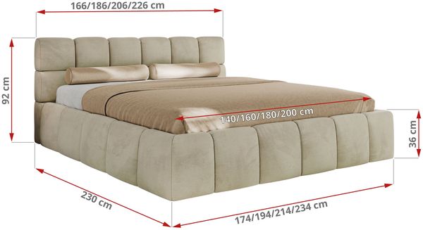Doppelbett mit Gasdruckfeder, Polsterbett NIRA CLASSIC Holzlattenrost Bett mit Stauraum, gepolstertes Kopfteil Bettkasten Foam Matratze - 200 x 200 cm - Beige Velvet - MIRO LUX Bild 4