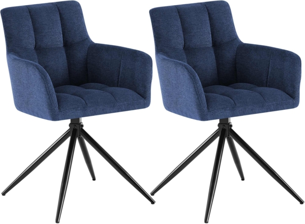 CLP Esszimmerstühle 2er Set, Sessel Jonah drehbar mit Armlehnen, bis 150 kg,dunkelblau