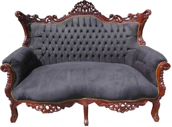 Casa Padrino Barock 2-er Sofa Master Schwarz / Braun - Antik Stil Möbel