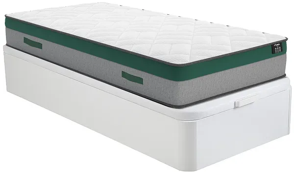 Vente-unique - PRESTIGE Mattress and bed base set Stoff Weiß - B 90 cm x H 30 cm22 cm x L 190 cm