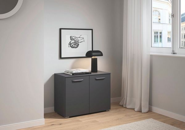 rauch Sideboard Türkommode Kommode Lowboard OTELI mit Dekor- und Hochglanzfront (Breite 80 cm inkl. Soft-Close-Funktion), mit 2 Türen, Einlegeboden variabel einsetzbar MADE IN GERMANY