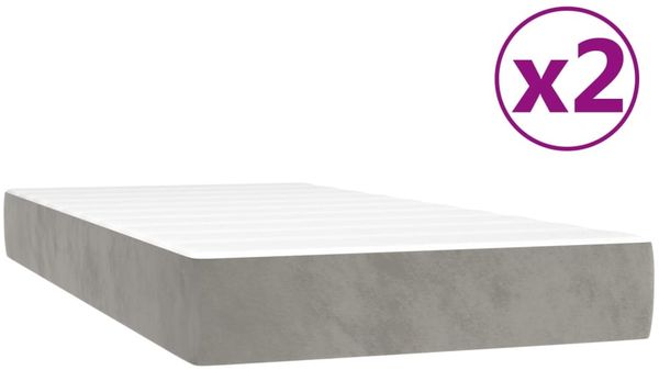 vidaXL Boxspringbett mit Matratze Hellgrau 200x200 cm Samt, Härtegrad: H2 [3144699] Bild 5
