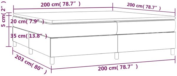 vidaXL Boxspringbett mit Matratze Hellgrau 200x200 cm Samt, Härtegrad: H2 [3144699] Bild 10