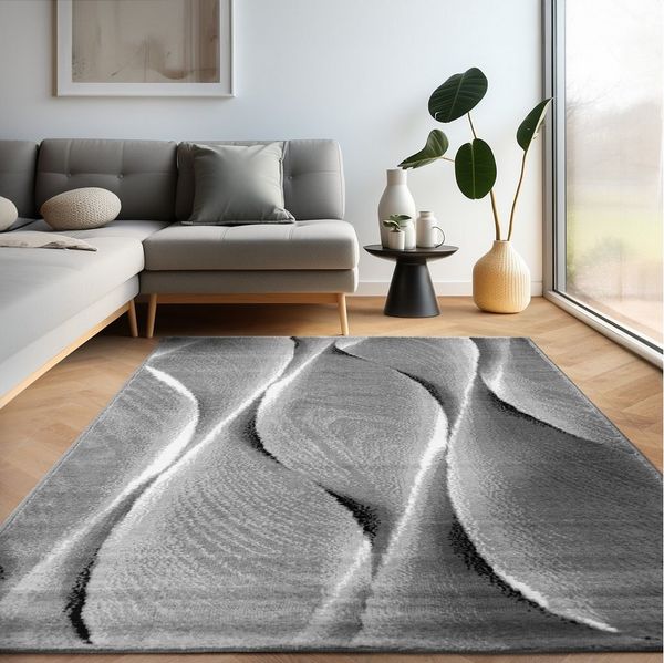 Carpettex Designteppich Ombre Design, Rechteckig, Höhe: 12 mm, Modern Kurzflor Teppich Wohnzimmer Wellen Holz Optik versch. größe