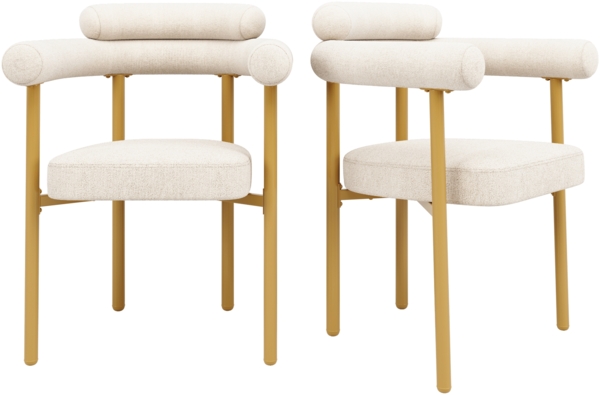 Merax Esszimmerstuhl (Set, 2 St), 2er Set Polsterstühle Wohnzimmer Samt Küchenstühle Eisengestell, Beige | goldfarben