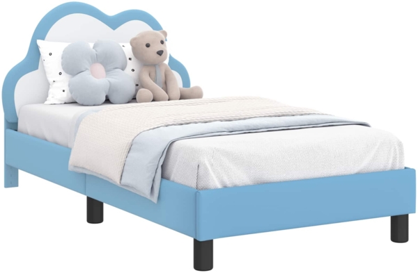 vidaXL Kinderbettgestell mit Kopfteil mit Kopfteil Blau 80x160 cm PU 42011174