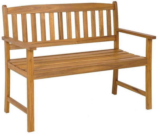 COSTWAY Gartenbank, 2 Sitzer, Akazienholz, bis 360kg, 110 x 56,5 x 86 cm
