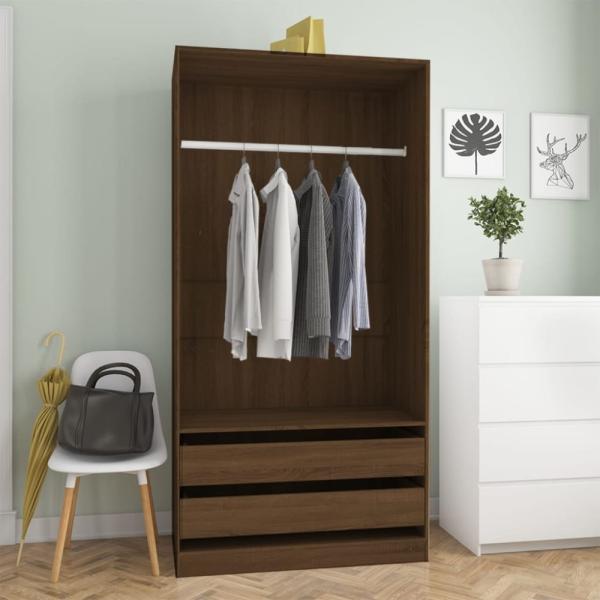 Kleiderschrank, Holzwerkstoff, Braun Eiche-Optik, 100x50x200 cm