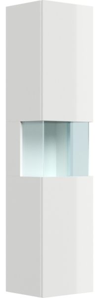 Design Badschrank Hochschrank 150cm Softclose Taifun Glaselement weiß Hgl : Weiss hochglanz