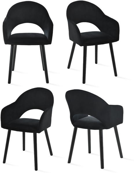 GOEURVANT 1316 Esszimmerstühle 4er-Set, Samt - Schwarz