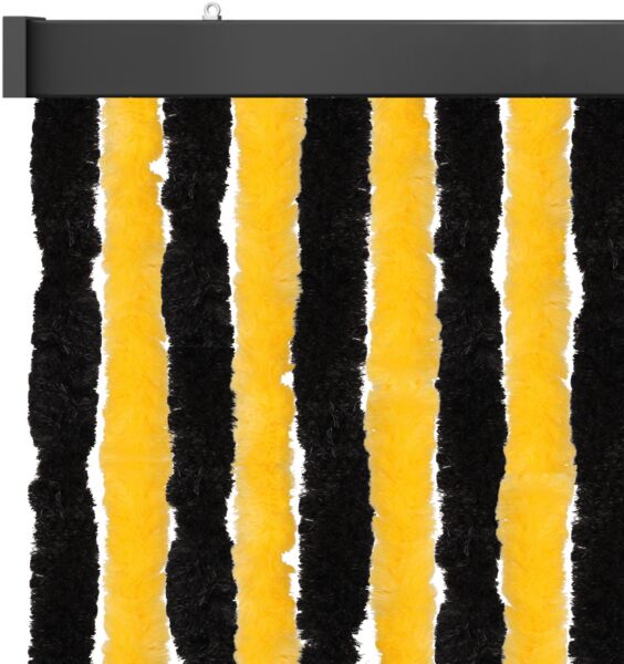 Flauschvorhang 80x220 cm in Unistreifen schwarz - gelb, perfekter Insekten- und Sichtschutz für Ihre Balkon- und Terrassentür, viele Farben