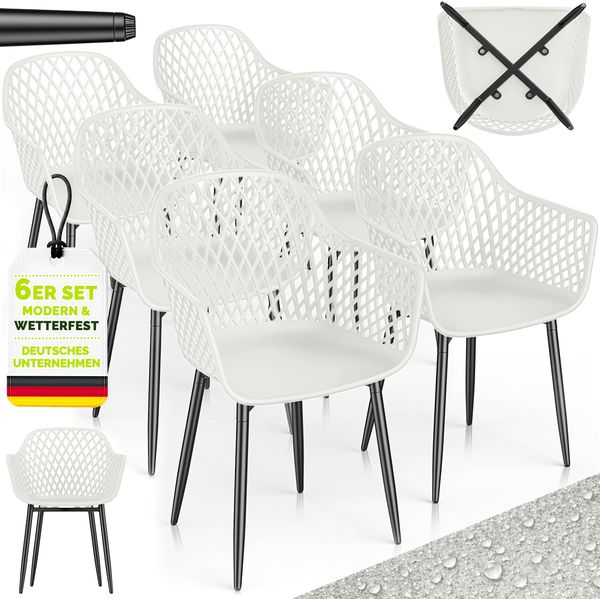 tillvex® Gartenstuhl 6er Set Wetterfest mit Armlehne | Outdoor Stühle bis 120kg belastbar | Gartenstühle UV-beständig | Terrassenstuhl Gartenmöbel Terrasse Balkon Outdoor Garten