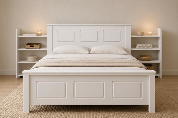 OTTO home Bett Malme, mit unsichtbaren, herausziehbaren Regalen, maximaler Stauraum (Liegefläche 140x200 cm), inklusive Lattenrost, Made in EU, FSC® zertifiziertes Massivholz