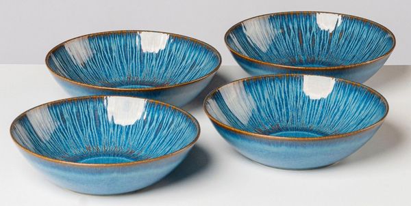 Gipfelstück Müslischale Eisfall, Steinzeug, (Set, 4-tlg), Scandi-Style, glänzende Reaktivglasur, jedes Stück ein Unikat
