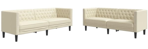 vidaXL 2-tlg. Chesterfield-Sofa-Set Creme Kunstleder 3209275