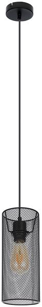 Hängeleuchte, rund, Metallgeflecht, schwarz matt, H 120 cm