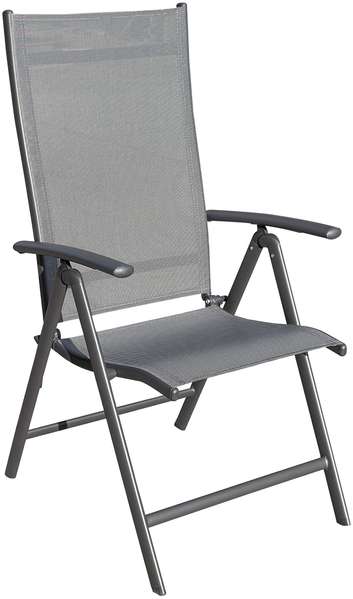 GARVIO Klappsessel, Sitz und Rücken Textilen Anthrazit Gestell Alu Anthrazit (max. 110KG )