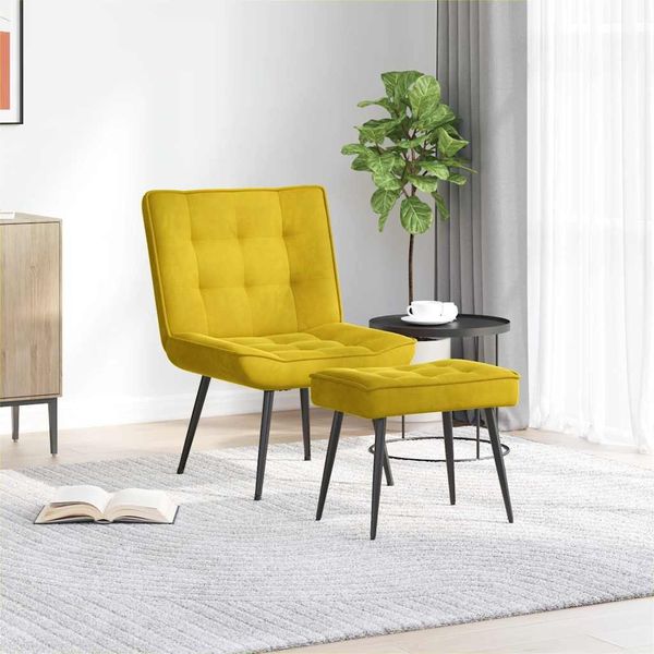 vidaXL Relaxsessel mit Hocker Gelb Samt 4012333