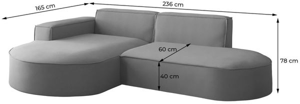 Ecksofa Designersofa PALMA XS in Stoff Ascot Rose Ottomane Rechts Bild 2