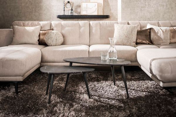 KAWOLA Couchtisch PARANA Set 2-tlg. Holz schwarz dreieckig 40 x 44 x 80 cm