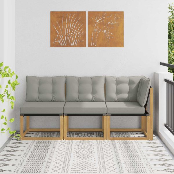 vidaXL Outdoor Mittel- und Ecksofa mit Kissen 3 Stück Weiß 901622