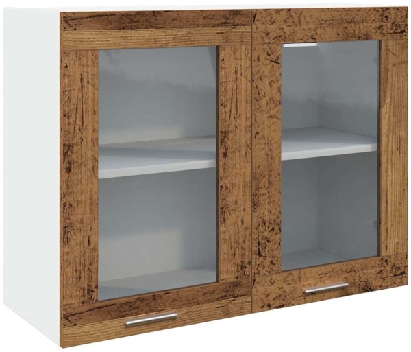 vidaXL Hängeglasschrank Lyon Altholz-Optik 80x31x60 cm Holzwerkstoff 856119