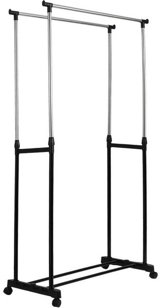 shop'n smile ideoon Kleiderständer Mobiler Kleiderständer Doppelstange B 80 cm Höhenverstellbar 90-160cm, Fahrbare Doppel-Kleiderstange, mit Schuhablage, 80x90–160x42 cm Bild 2