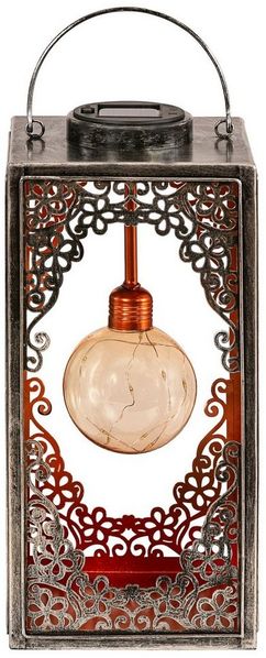 Dehner LED Solarleuchte Solar-Laterne Marsa, Lichtfarbe warmweiß, Metall, Warmweiß, romantische LED-Laterne mit orientalischen Ornamenten