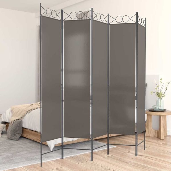 vidaXL 5-tlg. Paravent Anthrazit 200x220 cm Stoff 350172