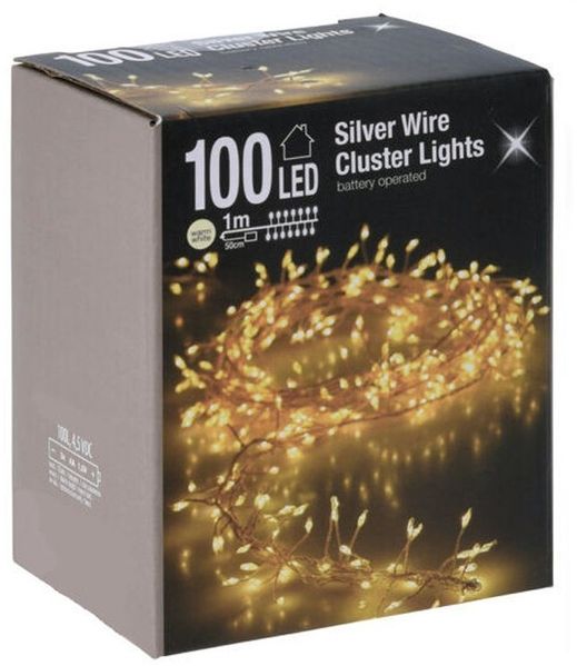 Spetebo Lichterkette Silver Wire CLUSTER Lights - 100 LED, 100-flammig