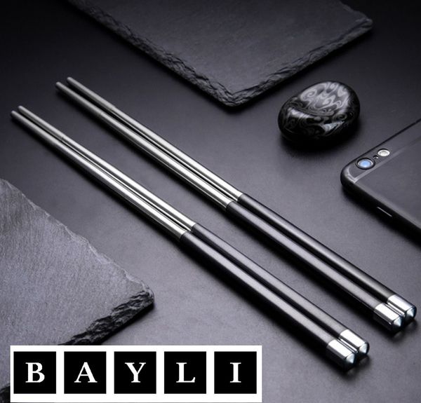 BAYLI Pizzaschneider Bayli 1 Paar Chinesische Essstäbchen Set aus Edelstahl, edle Sushi