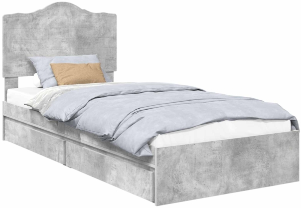 vidaXL Aufbewahrungsbett Beton Grau 75 x 190 cm Holzwerkstoff 3413558