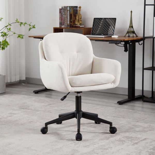 Chairus Modern Chenille Bürostuhl 360° Beige Armlehnen verstellbar